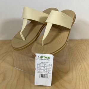 Crocs Tulum Flip Sandals Women's Size 6 Cream‎ NWT Lightweight Comfort